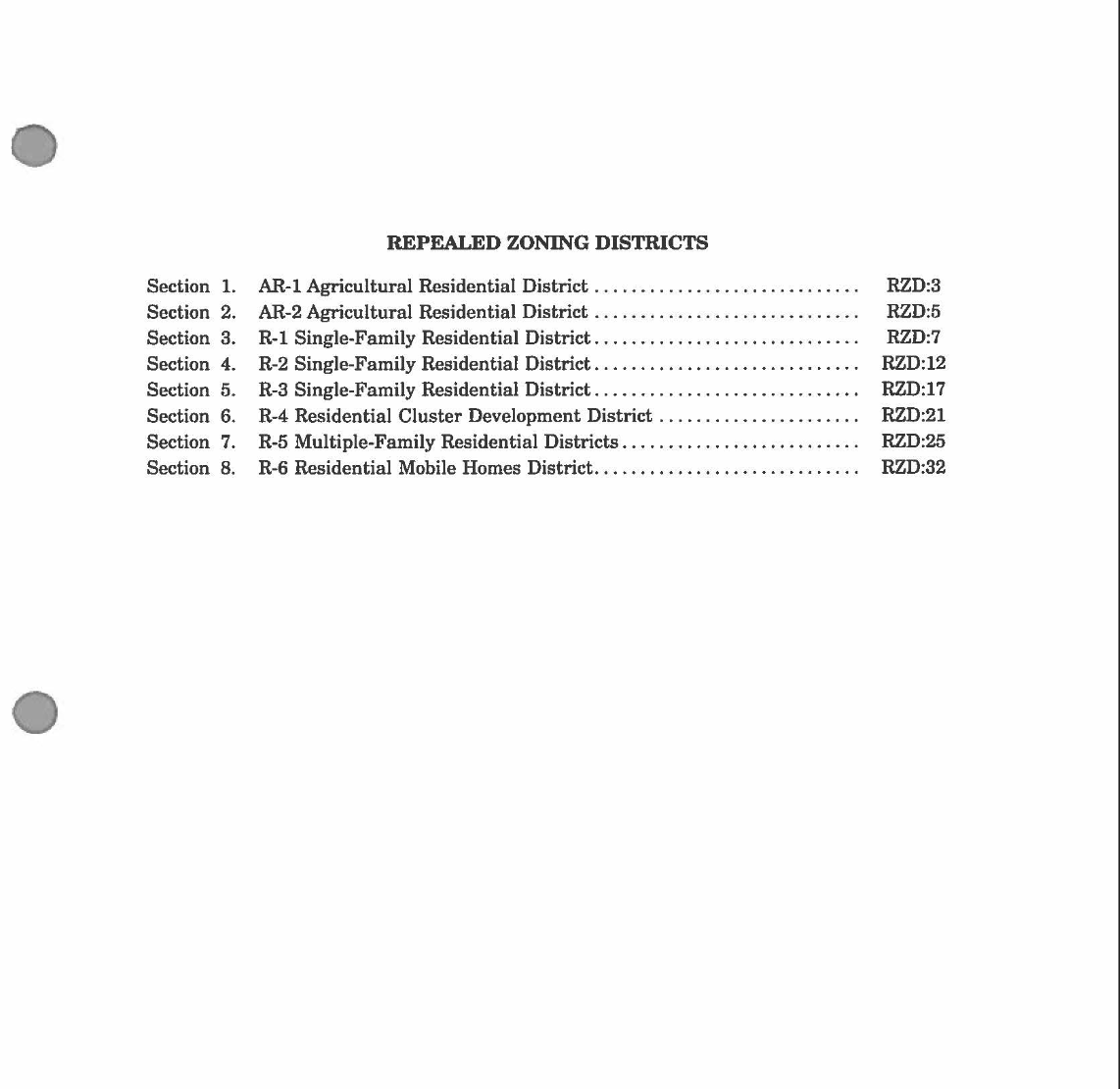 Repealed Zoning Codes